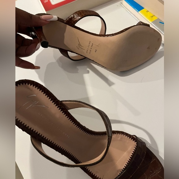 Giuseppe Zanottu Calista Heels- Brown Crocodile